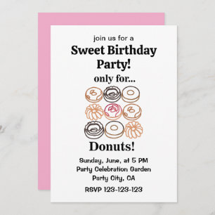 Donut Doughnut Funny Sweet Birthday  Invitation