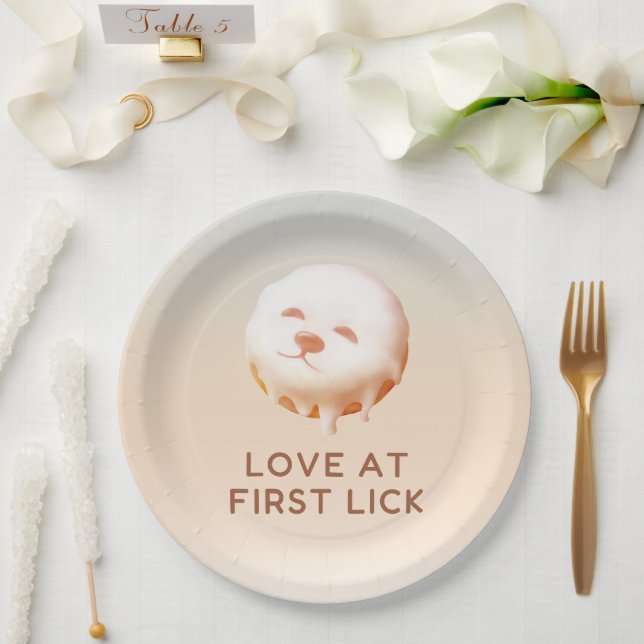 Donut Dream: Glazed Smile Pup  Paper Plate (Wedding)