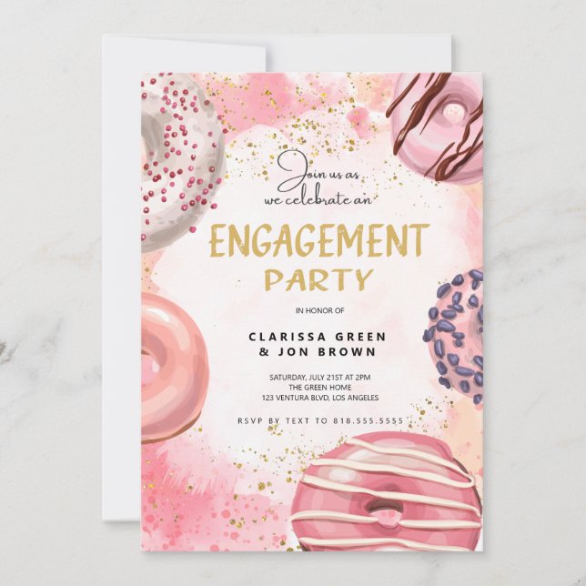 Donut ENGAGEMENT party Invitation (Devant)