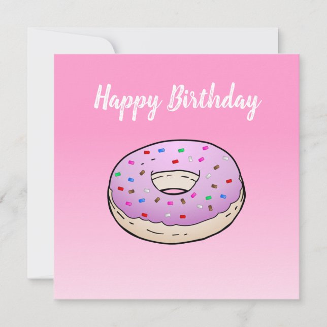 Donut Flat Greeting Birthday Card (Front)