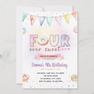 Donut FOURever doux invitation anniversaire
