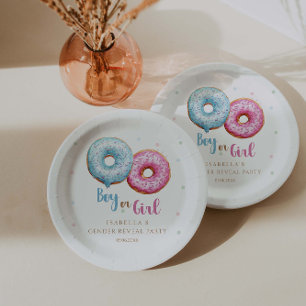 Donut Gender Reveal Boy Or Girl Party Paper Plate