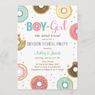 Donut Genre Révéler Invitation Garçon ou Fille Lui