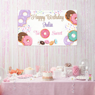 Donut girl 2nd birthday banner