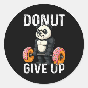 Donut Give Up Panda Lifting Donuts Funny Gym Meme  Classic Round Sticker