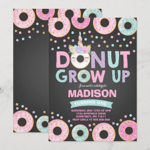 Donut Grow Up Anniversaire Invitation Donut & Unic