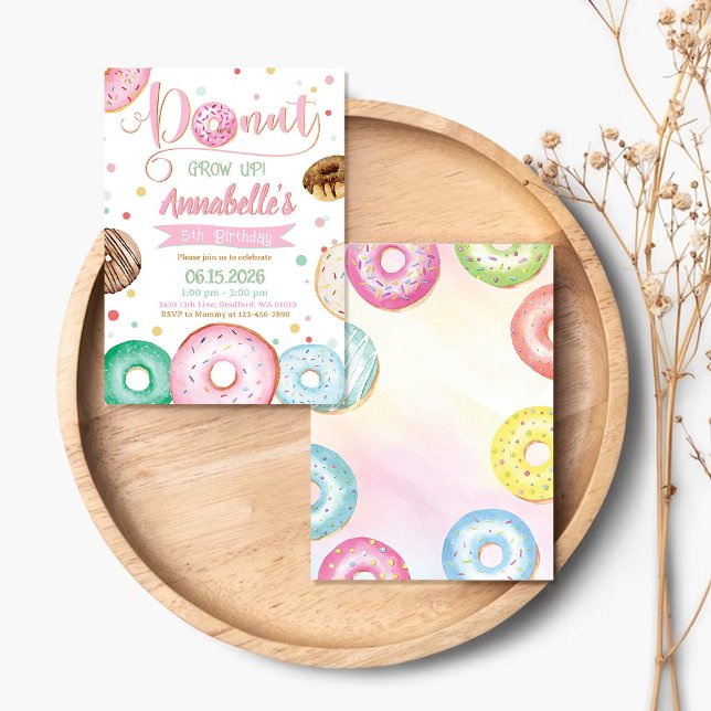 Donut Grow Up Birthday Party Invitation (Creator Uploaded)