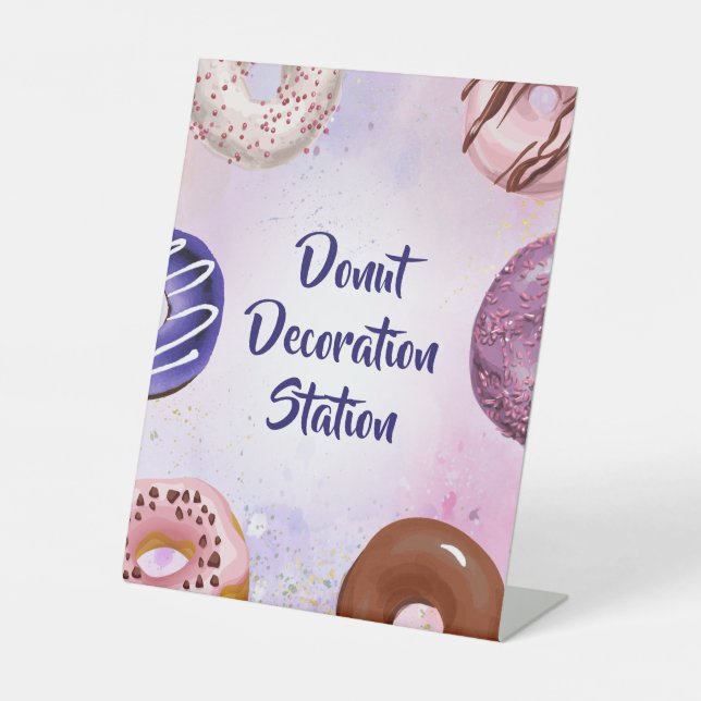 Donut Grow Up Birthday Party Pedestal Sign (Front)