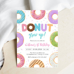 Donut Grow Up Donut Birthday Party Invitation