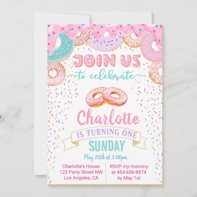Donut Grow Up Doughnut Invitation Anniversaire (Devant)
