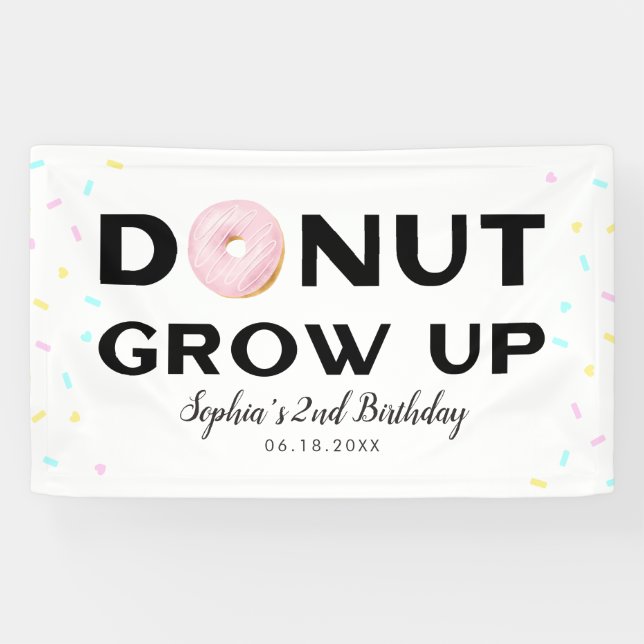 Donut Grow Up Kids Birthday Banner (Horizontal)