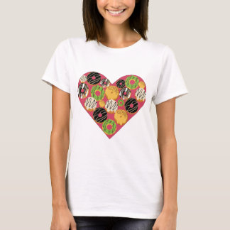 Donut Heart Stack Valentine Illustration T-Shirt