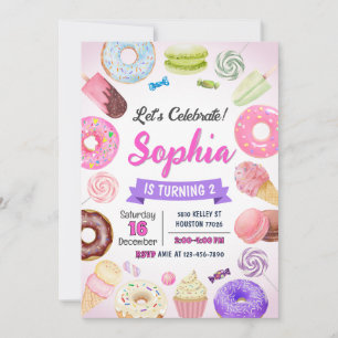 Donut Invitation d'anniversaire, sucreries, bonbon
