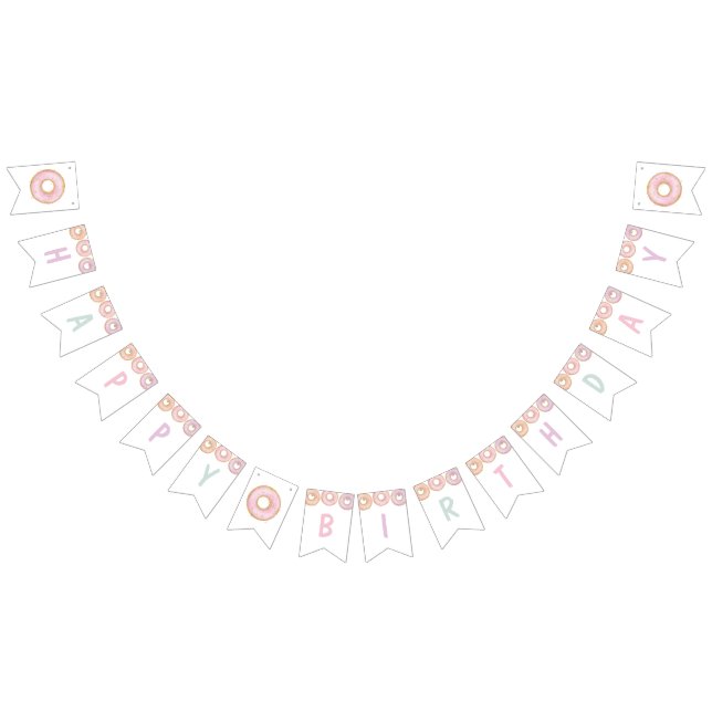 Donut Joyeux Anniversaire Bannière de Bunting Aqua (Tout)