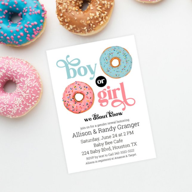 Donut Know Boy or Girl Genre Reveillez Invitation (Créateur téléchargé)