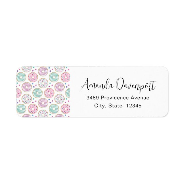 Donut Motif mignon Adresse colorée (Devant)