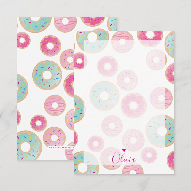 DONUT NOTE PAPER cute colourful teacher thank you Invitation (Front/Back)