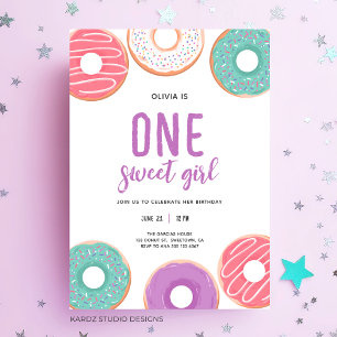 Donut One Sweet Girl 1er anniversaire Invitation