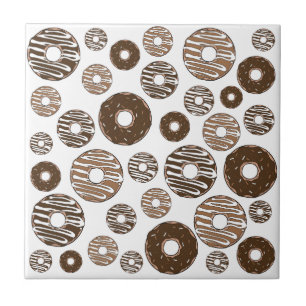 Donut Pattern, Chocolate Donuts, Caramel Donuts Tile