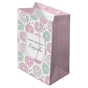 Donut Pattern Cute Colorful Birthday Medium Gift Bag