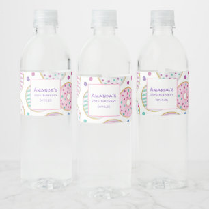 Donut Pattern Cute Colorful Birthday Water Bottle Label