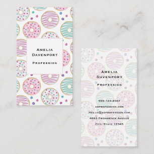Donut Pattern Cute Colorful Business Card