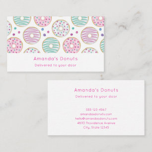 Donut Pattern Cute Colorful Business Card