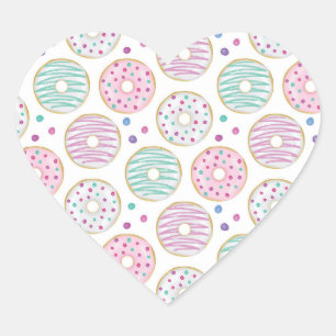 Donut Pattern Cute Colorful Heart Sticker