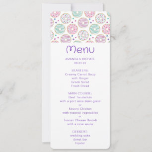 Donut Pattern Cute Colorful Menu Invitation