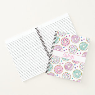 Donut Pattern Cute Colorful Notebook