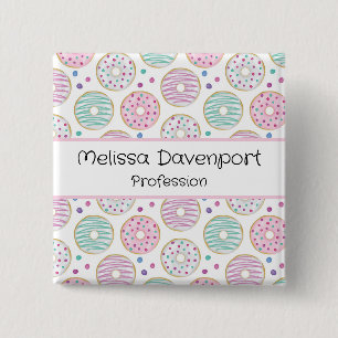 Donut Pattern Cute Colorful Profession 2 Inch Square Button