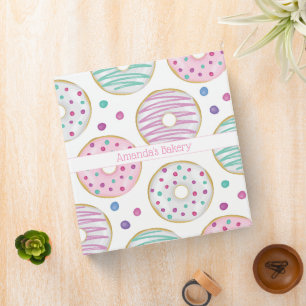 Donut Pattern Cute Colorful Recipe Binder