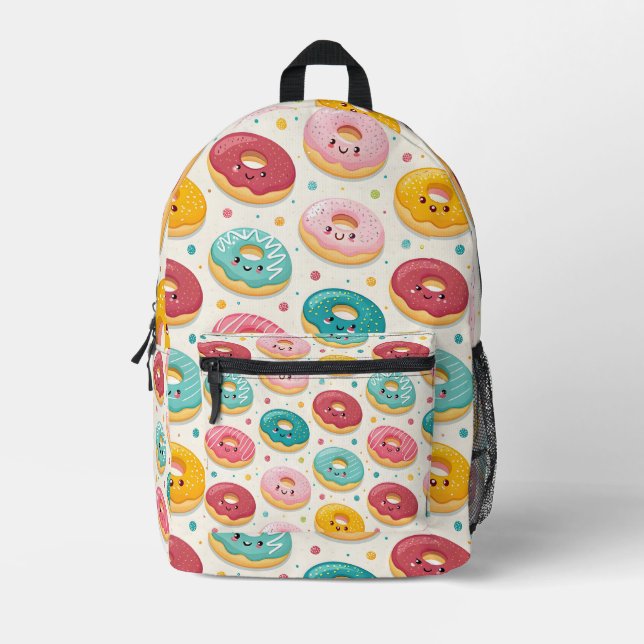 Donut Pattern Printed Backpack (Front)