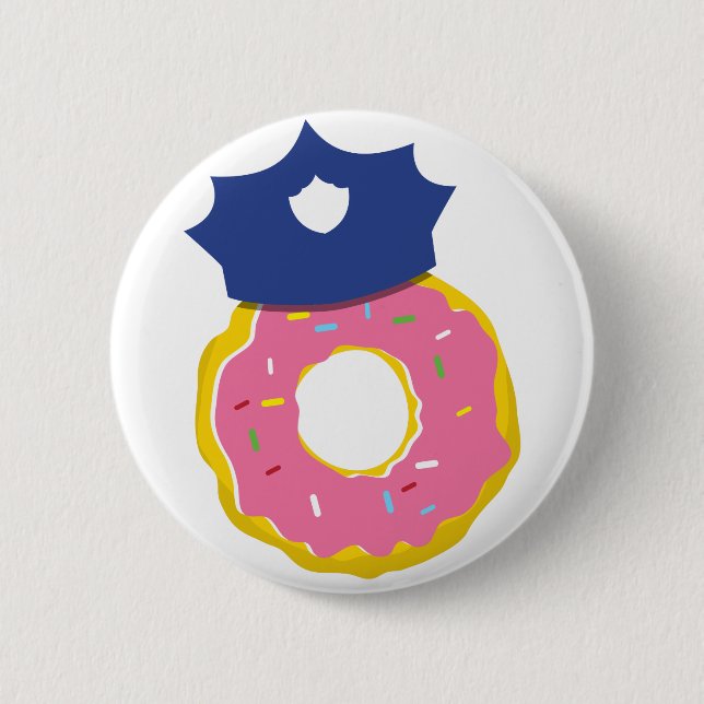 donut police officers hat 2 inch round button (Front)
