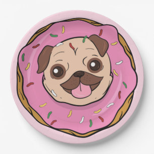 Donut Pug Paper Plate