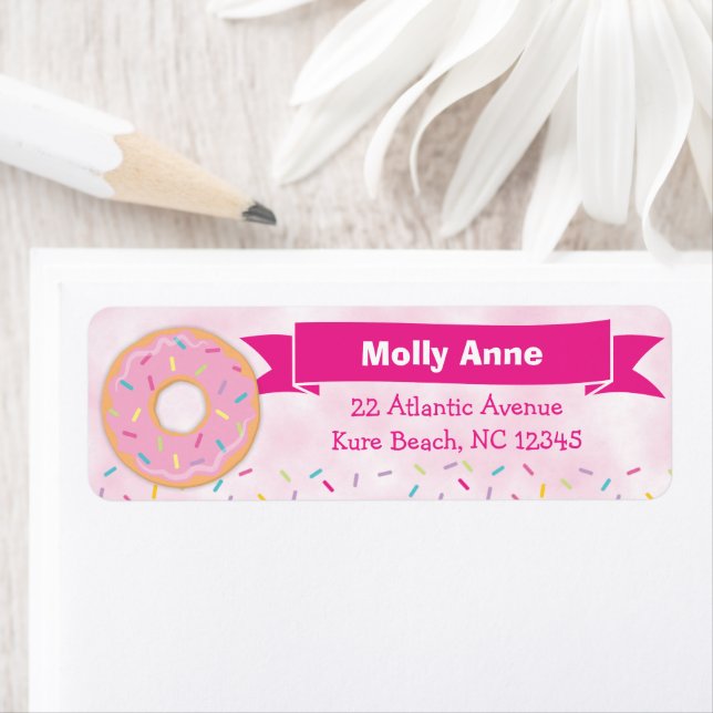 Donut Rainbow Sprinkles Birthday Girl Address (En situation)