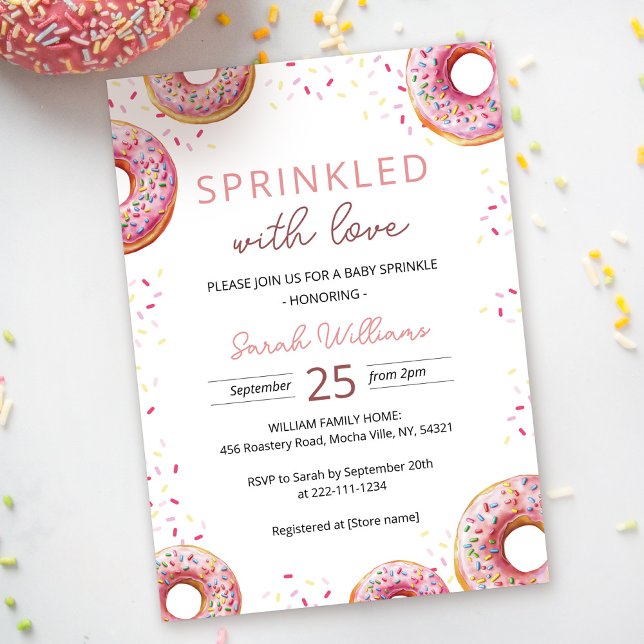 Donut rose Bébé Saupoudrer Douche Invitation (Créateur téléchargé)