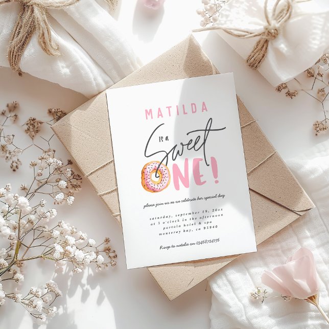Donut sucré une invitation de 1er anniversaire (Créateur téléchargé)