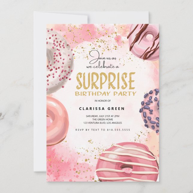 Donut SURPRISE Invitation de la fête (Devant)