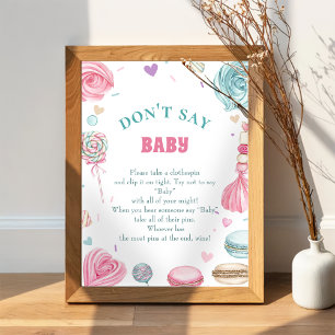 Donut Sweet "Don't Say Baby" Baby Shower Game  Poster