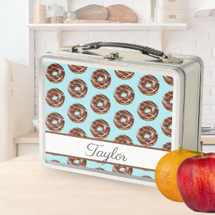 Donut Sweet Girl Pattern Personalized Name Metal Lunch Box