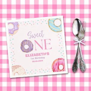 Donut Sweet One Birthday Party Donut Birthday Napkin