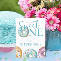 Donut Sweet One Blue 1st Birthday Party Invitation