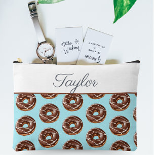 Donut Sweet Sprinkles Pattern Custom Name Accessory Pouch