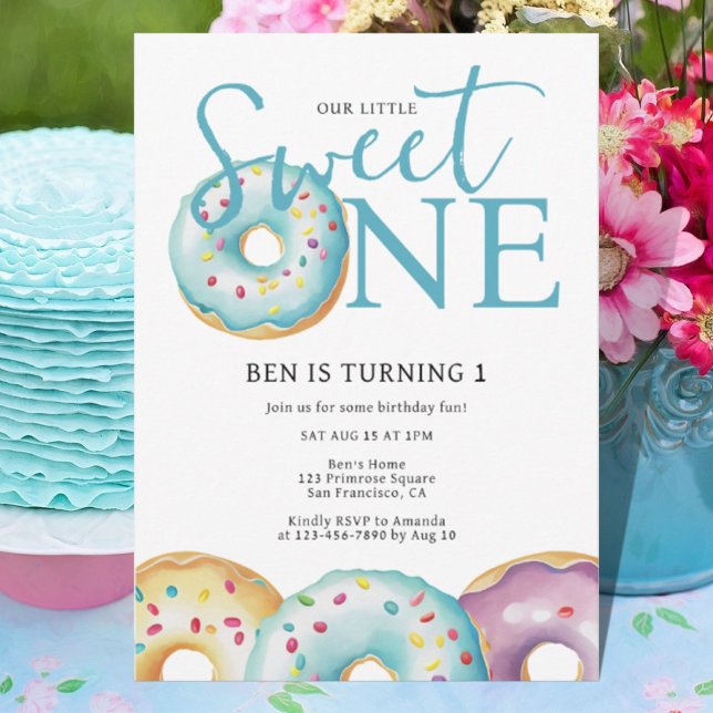 Donut Sweet Un 1er Anniversaire Fête Invitation (Créateur téléchargé)
