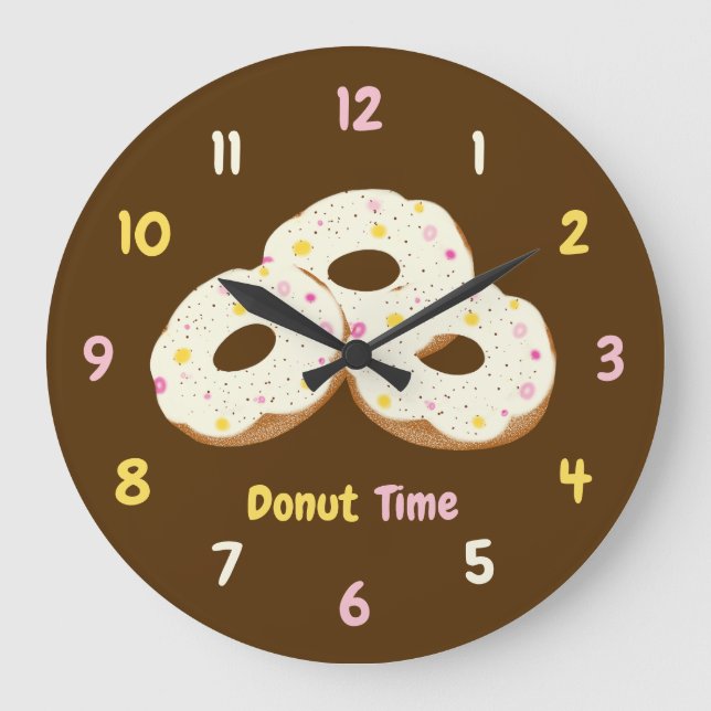 Donut Time – Colorful Donuts Large Clock (Front)