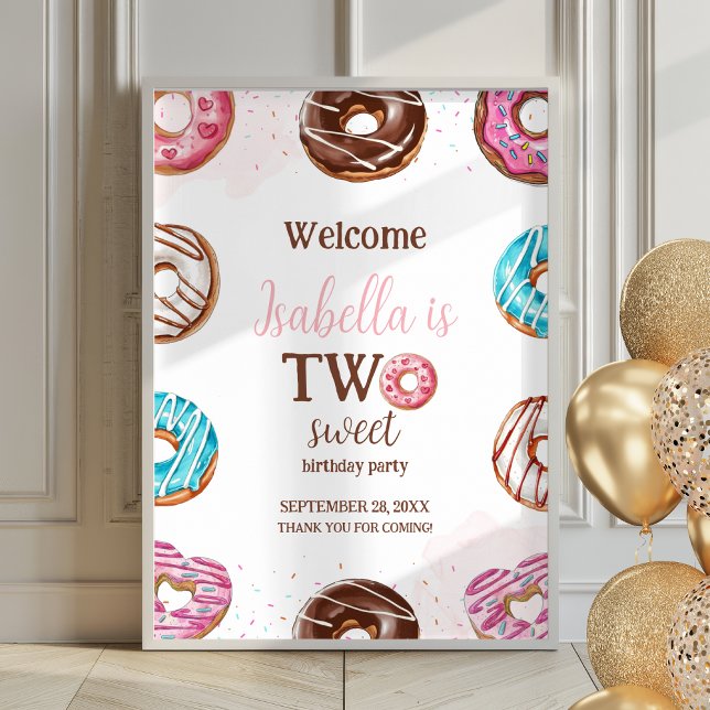 Donut Two Sweet Girl Sprinkles Poster Affiche de b (Créateur téléchargé)