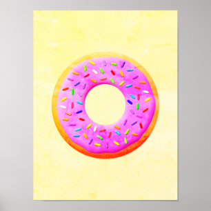 Donut With Sprinkles Drawing Poster