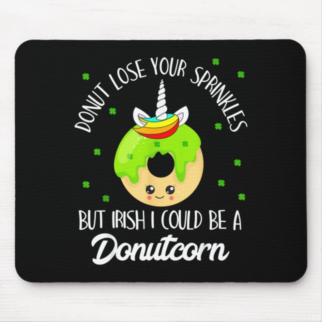Donutcorn Funny Cute Donut Unicorn Irish St Patric Mouse Pad (Front)