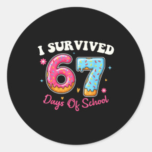 Donuts 67th Day Of School Funny 67 Days Of School Classic Round Sticker